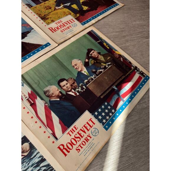 Vintage 1947 The Roosevelt Story Movie Lobby Card Set Franklin D. Roosevelt FDR - Picture 4 of 8